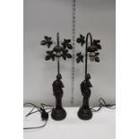 A pair of stylish heavy classical table lamp bases