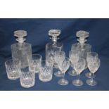 A selection of cut glass decanters and glasses 'no postage available'