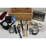 A box of assorted collectables including watches and costume jewellery