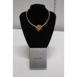 A Christian Dior Floral Lily Vintage Choker Necklace in Dior box