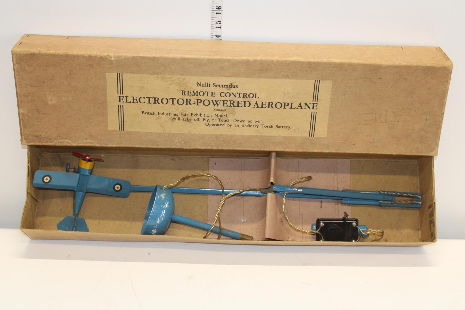 A boxed Nulli Secundus Electro powered Aeroplane late 1940's