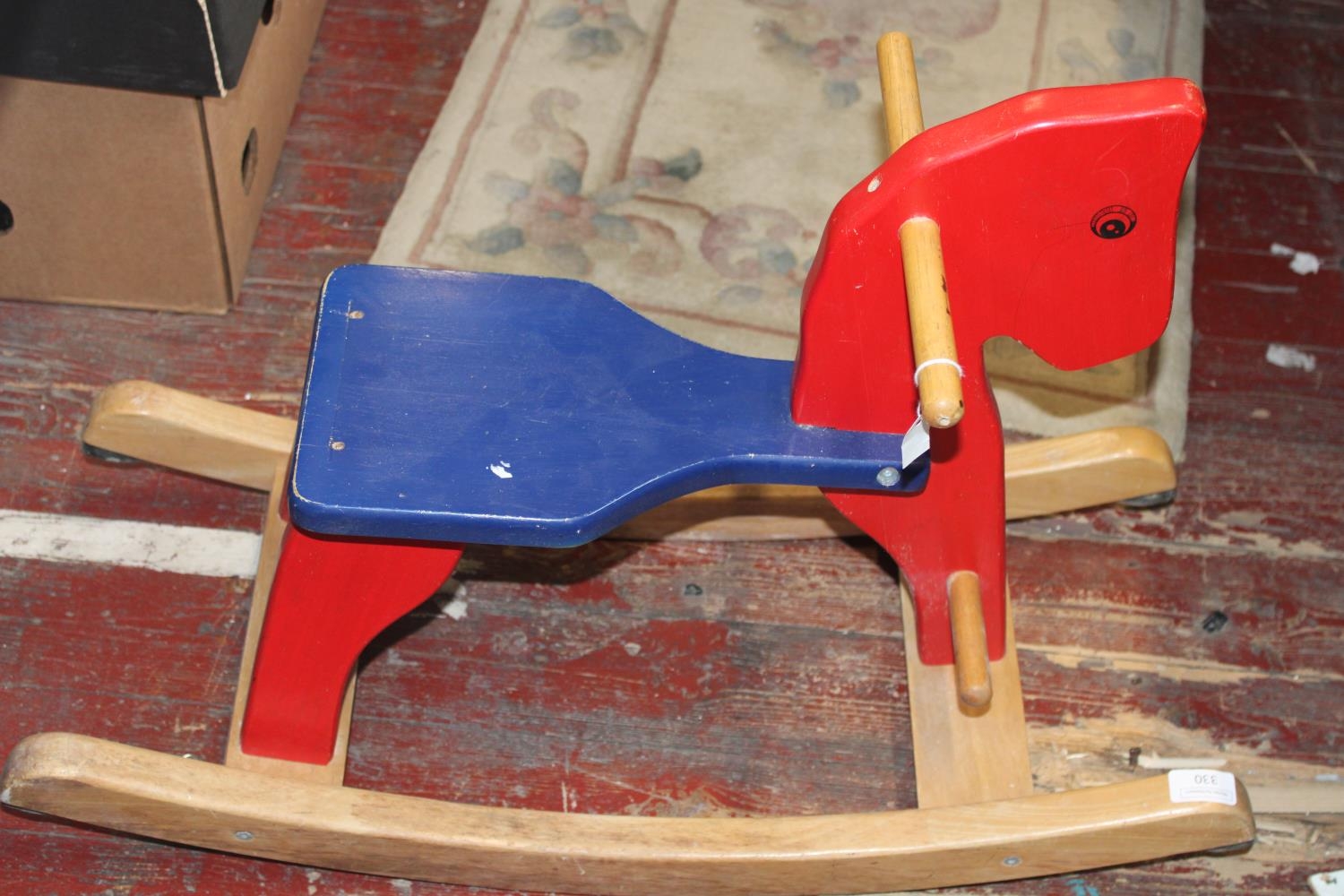 A vintage Charles child's wooden rocking horse 'no postage available'