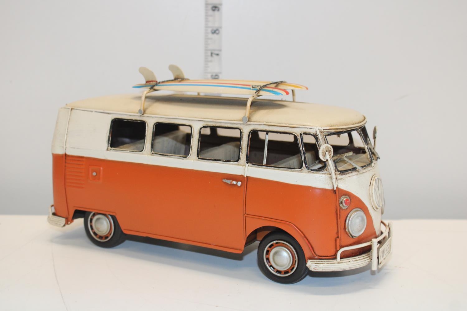 A tin plate model of a VW camper van