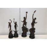 Two pairs of vintage spelter figurines