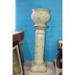 A large ceramic Jardinière stand and vase 'no postage available'