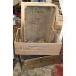 Three vintage wooden fruit crates