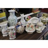 A job lot of assorted ceramics including Capodiamonte 'no postage available'