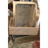 Three vintage wooden fruit crates