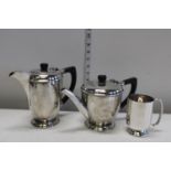 Two vintage Walker & Hall coffee pots and a silver plated tankard