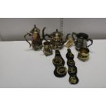 A selection of vintage silver plate and brass ware