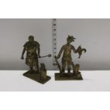 Two heavy brass figures
