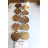 Ten assorted colliery mining tokens and pit checks