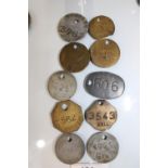 Ten assorted colliery mining tokens and pit checks