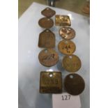 Ten assorted colliery mining tokens and pit checks