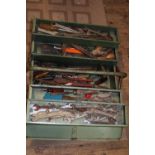 Vintage metal toolbox and contents. Collection only