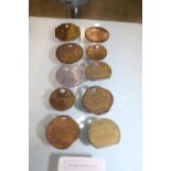 Ten assorted colliery mining tokens and pit checks