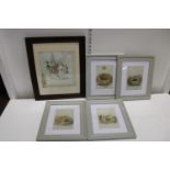 A selection of framed Edwardian prints