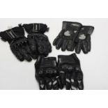 Three pairs of motorbike gloves