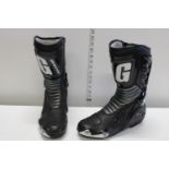 A pair of Gaerne motorbike boots sized 42