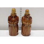 Two vintage empty Scotch Whiskey decanters in the form of Monks