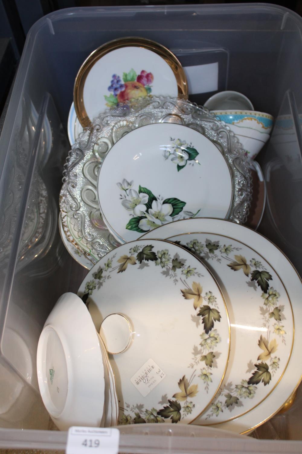 A selection of assorted bone China and glass items postage unavailable