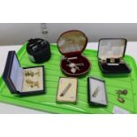 A selection of costume jewellery, cufflinks and other items