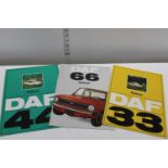 Three vintage daf car brochures