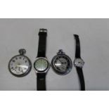 Two vintage stopwatches and wristwatches