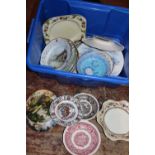 A box of assorted ceramic collectors plates Postage unavailable