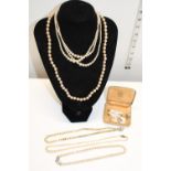 A selection of vintage pearl necklaces