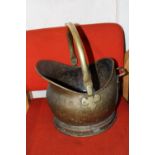 A antique brass & copper coal bucket