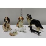 A selection of ceramic dog figurines