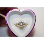 A 9ct gold white stone solitaire ring size K1/2