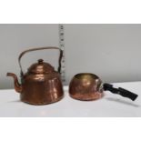 Two pieces of vintage copper ware including a Skultuna kettle