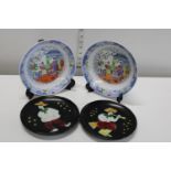 Four collectable hand decorated plates