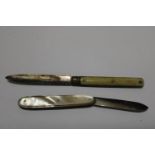 Two antique hallmarked silver bladed pen knives