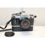 A vintage Canon AE-1 camera
