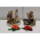 A selection of Capodimonte figures & flowers