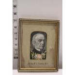 A Victorian Stevens silk picture of W E Gladstone