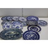 A job lot of assorted blue & white ceramics shipping unavailable