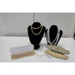 A selection of assorted pearl necklaces