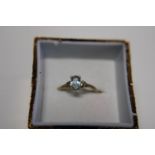 A 9ct gold Aquamarine solitaire size N