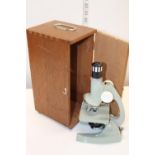 A vintage Sky Holt microscope