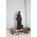 A bronzed figure of Madonna & child.