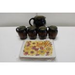 A selection of mid century pottery & placemats etc