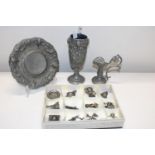 A selection of assorted pewterware