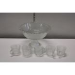 A pretty Italian glass punch bowl and 5 glasses Postage unavailable