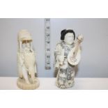 A bone carved Japanese figurine and one other