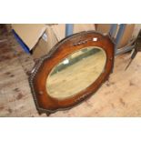 A antique oak framed mirror. Postage unavailable
