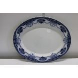 A antique blue and white meat plate